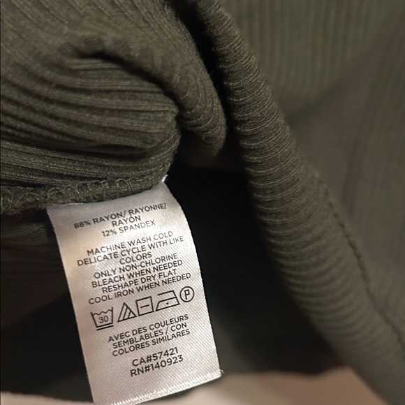 LOFT Olive Ribbed Ruffle Crewneck - Picture 7 of 7